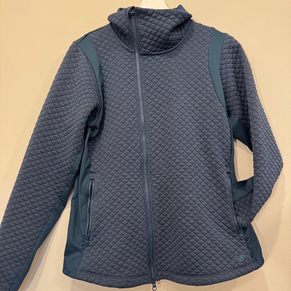 New Balance Navy Quilted Full-Zip Jacket – ~ Size M – Lightweight Acti